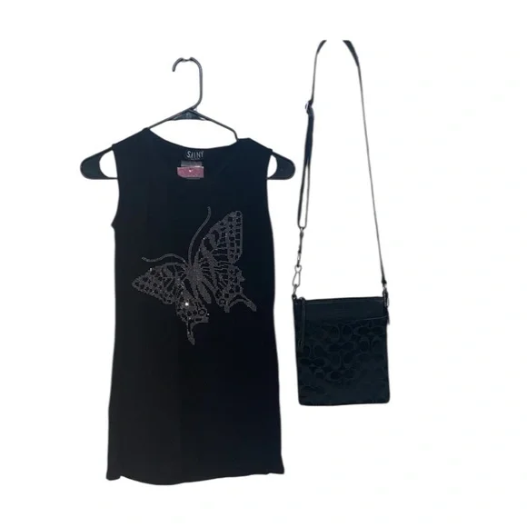 Coach Black Monogram Design Crossbody Satchel EUC with Top Blouse NO CALLOUTS. - Picture 3 of 11